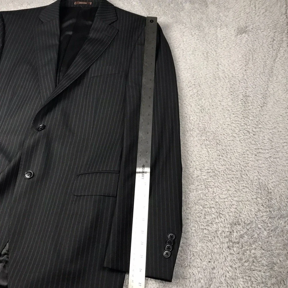 Peter Millar Sport Coat Mens 40T Black Striped 100% Wool 2 Button Double Vented